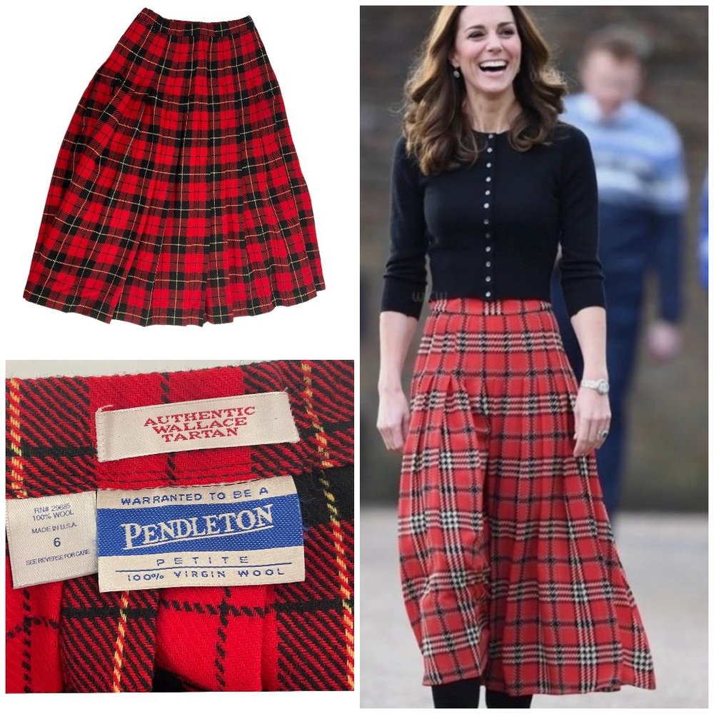 PENDLETON Vintage Wallace Tartan 100% Virgin Wool Plaid Skirt Size 6 Petite